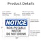 Signmission Non-Potable Water Not For Drinking, 10 in W x Rectangle, Plastic OS-2PACK-NS-P-710-L-15094 - alternate 8